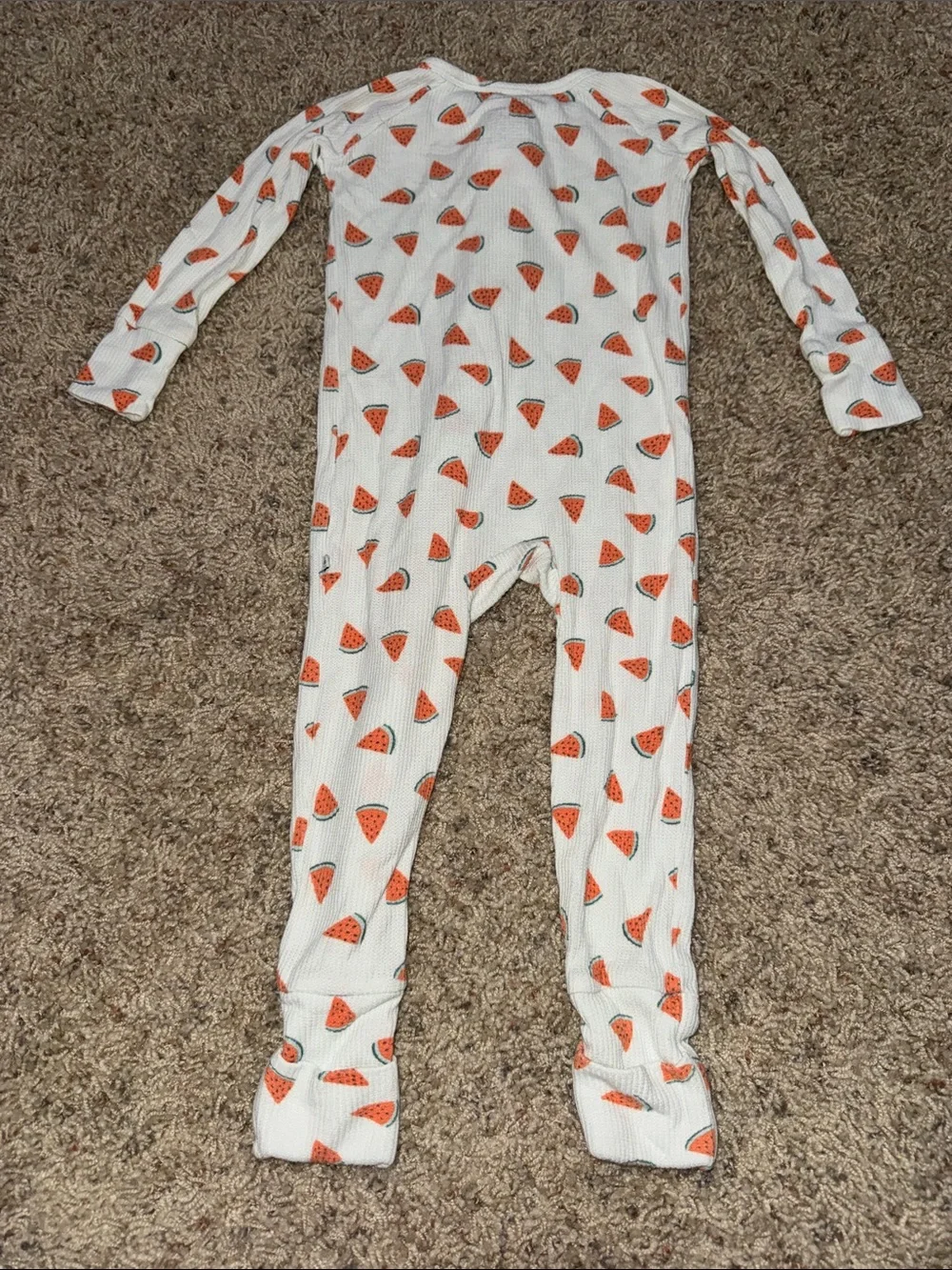 Caden Lane White Footed One-Piece with Orange Watermelon Print